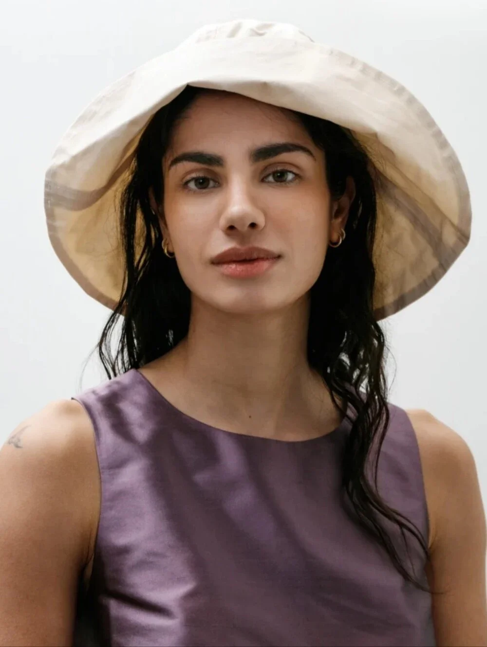 Cawley British Dry Oilskin Sunhat in Natural Wide Brimmed Summer Beach Cotton